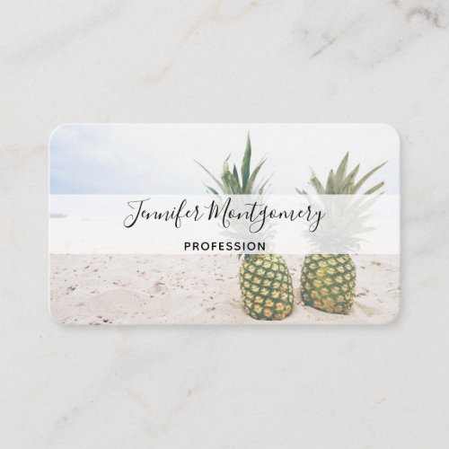 Photo of 2 Pineapples on a Beach Business Card