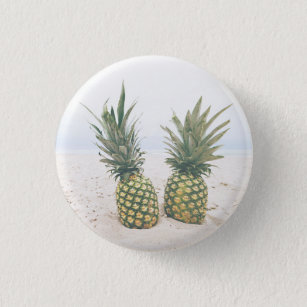 Photo of 2 Pineapples on a Beach Button