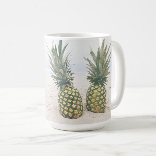 Photo of 2 Pineapples on a Beach Coffee Mug