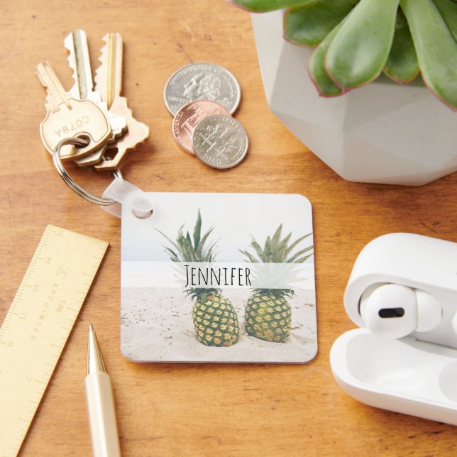 Photo of 2 Pineapples on a Beach Keychain (Desk)
