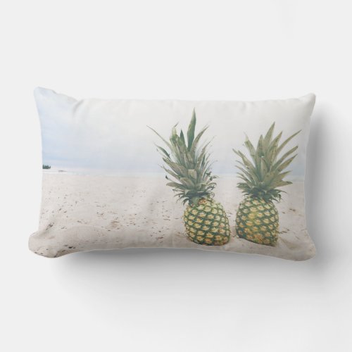 Photo of 2 Pineapples on a Beach Lumbar Pillow