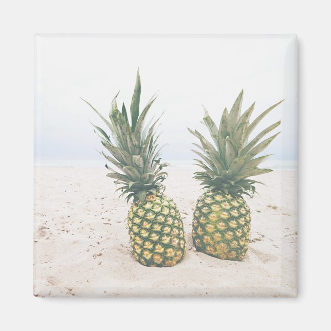 Photo of 2 Pineapples on a Beach Magnet (Front)
