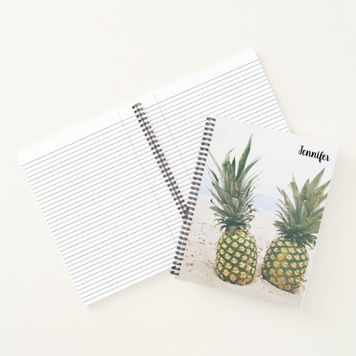 Photo of 2 Pineapples on a Beach Notebook