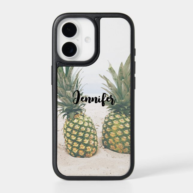 Photo of 2 Pineapples on a Beach Otterbox iPhone Case (Back)