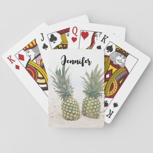 Photo of 2 Pineapples on a Beach Playing Cards