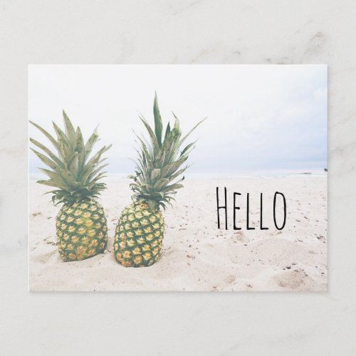 Photo of 2 Pineapples on a Beach Postcard