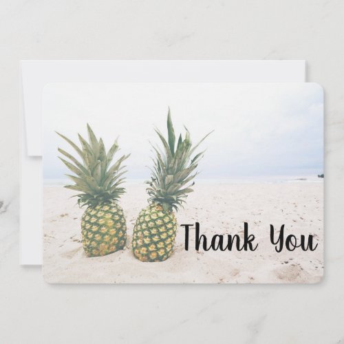 Photo of 2 Pineapples on a Beach Thank You Card