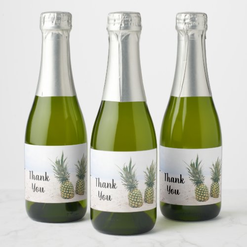Photo of 2 Pineapples on a Beach Thank You Sparkling Wine Label