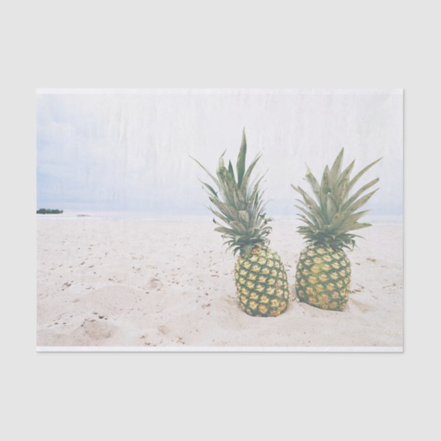 Photo of 2 Pineapples on a Beach Tissue Paper (Front)
