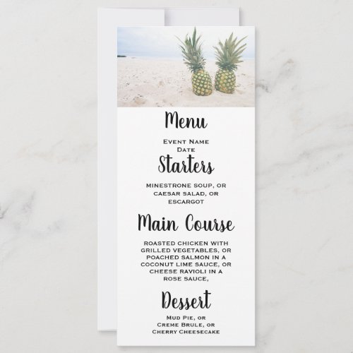 Photo of 2 Pineapples on a Beach Wedding Invitation