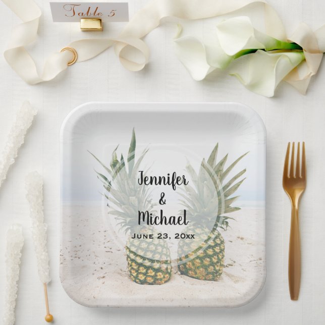 Photo of 2 Pineapples on a Beach Wedding Paper Plates (Wedding)
