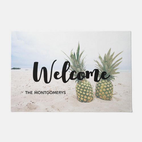 Photo of 2 Pineapples on a Beach Welcome Doormat