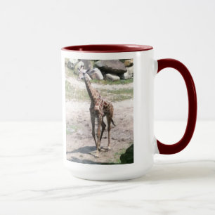 Photo of a baby giraffe walking in nature, Mugs