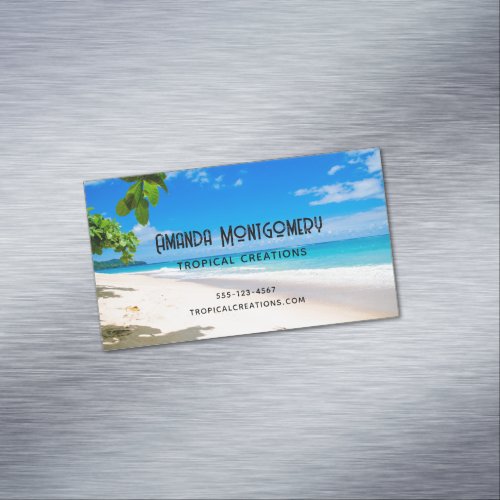 Photo of a Beautiful Sunny Tropical Beach  Business Card Magnet