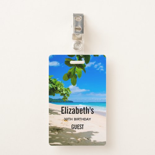 Photo of a Beautiful Sunny Tropical Beach Guest Badge