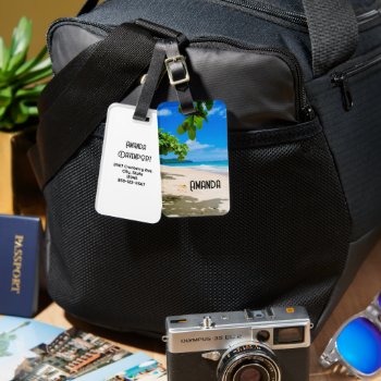Photo Of A Beautiful Sunny Tropical Beach  Luggage Tag by Mirribug at Zazzle