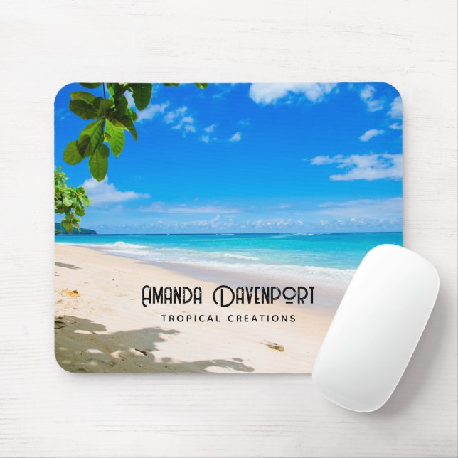 Photo of a Beautiful Sunny Tropical Beach  Mouse Pad (With Mouse)
