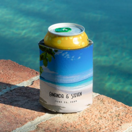 Photo of a Beautiful Sunny Tropical Beach Wedding Can Cooler