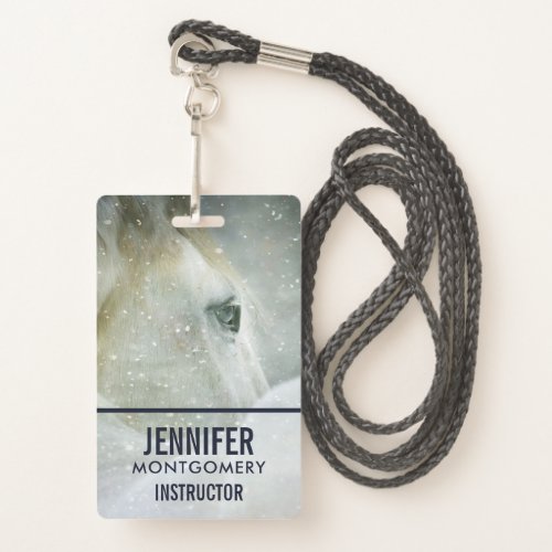 Photo of a Beautiful White Horse in Winter Badge