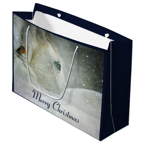 Photo of a Beautiful White Horse in Winter Large Gift Bag