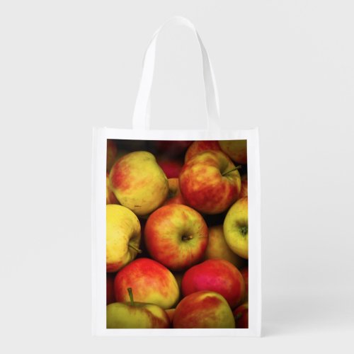 Photo of a Bushel Of Yellow and Red Apples Reusable Grocery Bag