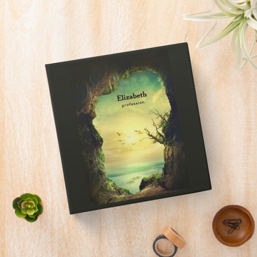 Photo of a Cave overlooking a Tropical Sea 3 Ring Binder