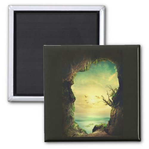 Photo of a Cave overlooking a Tropical Sea Magnet