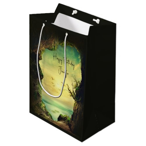 Photo of a Cave overlooking the Sea Birthday Medium Gift Bag