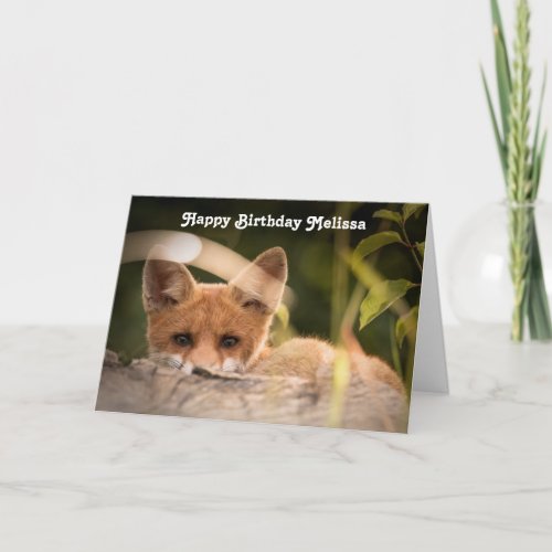 Photo of a Cute Little Fox Birthday Card
