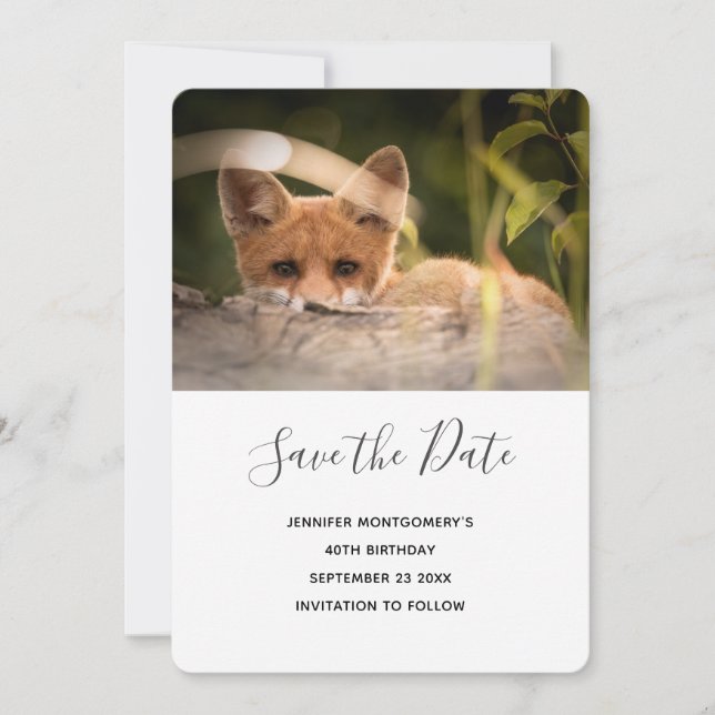 Photo of a Cute Little Fox Save the Date (Front)