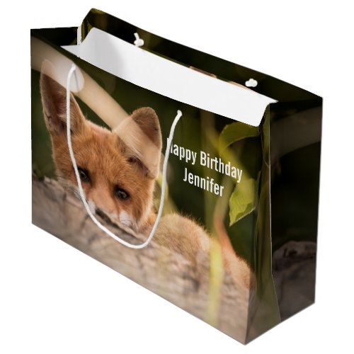 Photo of a Cute Little Orange Fox Birthday Large Gift Bag
