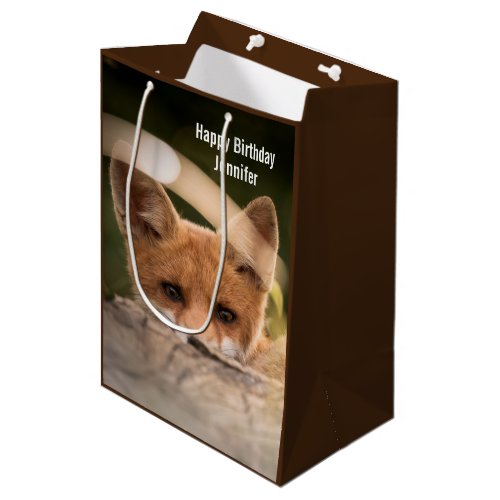 Photo of a Cute Little Orange Fox Birthday Medium Gift Bag