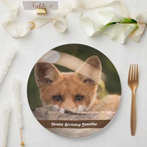 Photo of a Cute Little Orange Fox Birthday Paper Plates