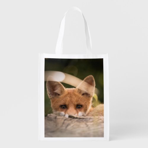 Photo of a Cute Little Orange Fox Grocery Bag