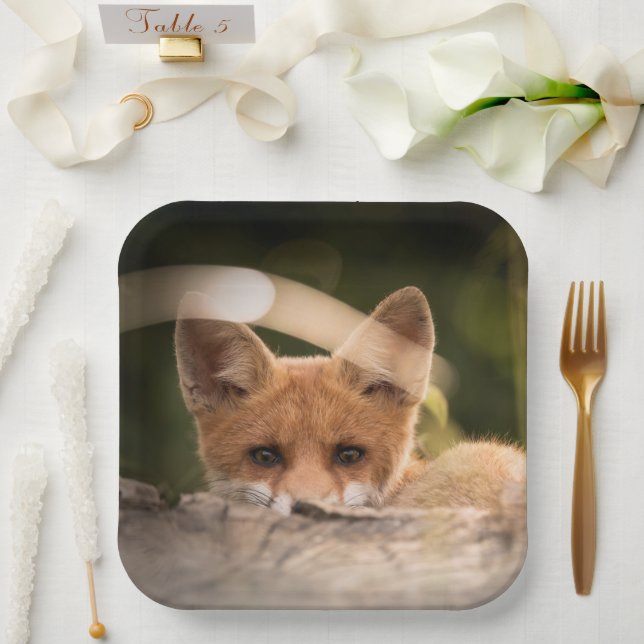 Photo of a Cute Little Orange Fox Paper Plates (Wedding)