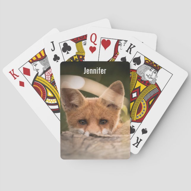 Photo of a Cute Little Orange Fox Poker Cards (Back)