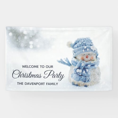 Photo of a Cute Snowman in Winter _ Christmas Banner