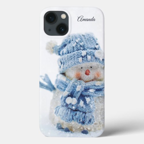 Photo of a Cute Snowman in Winter _ Christmas  iPhone 13 Case