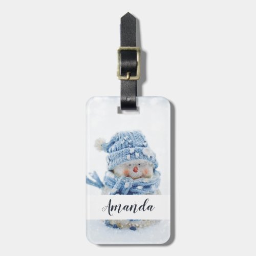 Photo of a Cute Snowman in Winter _ Christmas Luggage Tag