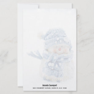 Photo of a Cute Snowman in Winter - Christmas Stationery