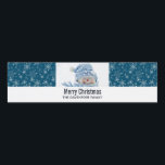 Photo of a Cute Snowman in Winter - Christmas Water Bottle Label<br><div class="desc">Merry Christmas water bottle labels with a cute photograph of a little snowman. Standing outside in the winter with snow falling all around. This cute little guy is dressed up in blue knitted hat and scarf.  Snowflake pattern behind the image with a dark blue background.</div>