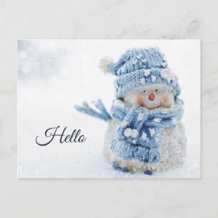 Photo of a Cute Snowman in Winter - Hello Postcard