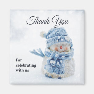 Photo of a Cute Snowman in Winter Thank You Magnet
