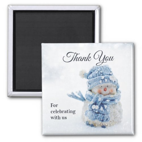 Photo of a Cute Snowman in Winter Thank You Magnet