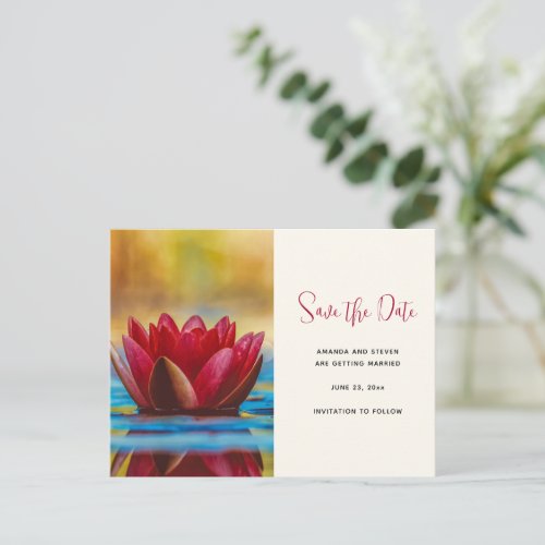 Photo of a Lotus Flower in a Pond Save the Date Invitation Postcard