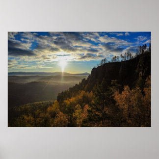 photo of a mountainous autumn forest, mountains, p poster