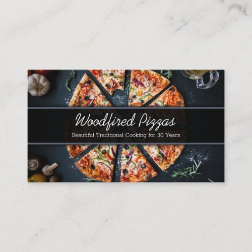 Photo of a Pizza on Slate _ Business Card