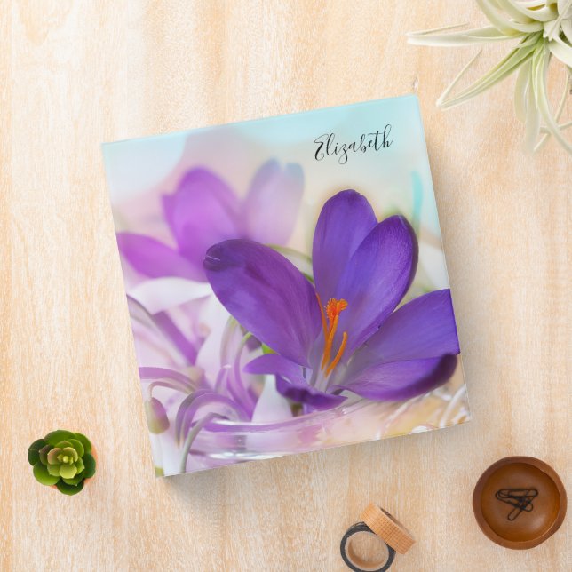 Photo of a Pretty Purple Spring Crocus 3 Ring Binder (In Situ)