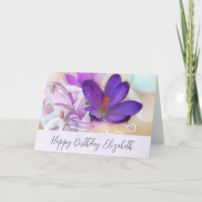 Photo of a Pretty Purple Spring Crocus Card (Front)