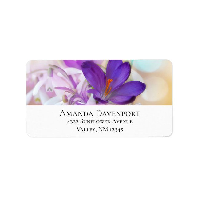 Photo of a Pretty Purple Spring Crocus Label (Front)